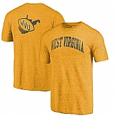 West Virginia Mountaineers Fanatics Branded Heathered Gold Vault Two Hit Arch T-Shirt,baseball caps,new era cap wholesale,wholesale hats
